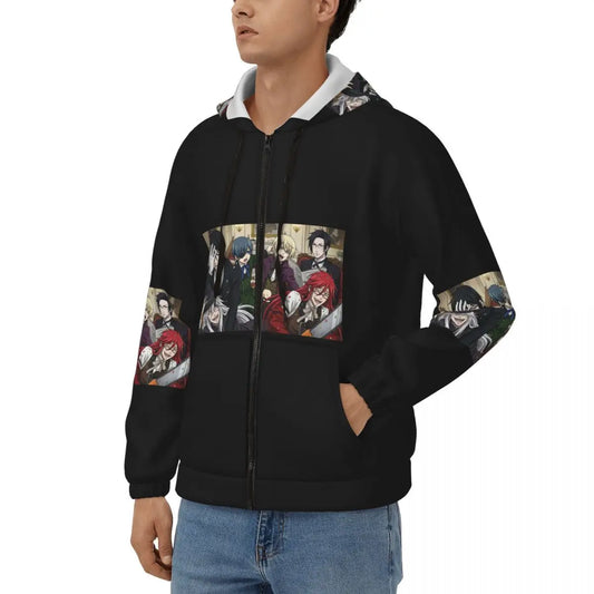 Sebastian Anime Black Butler Zipper Hoodie Harajuku Pullover Autumn Winter Men's Women's Sweatshirts Long Sleeve Tops