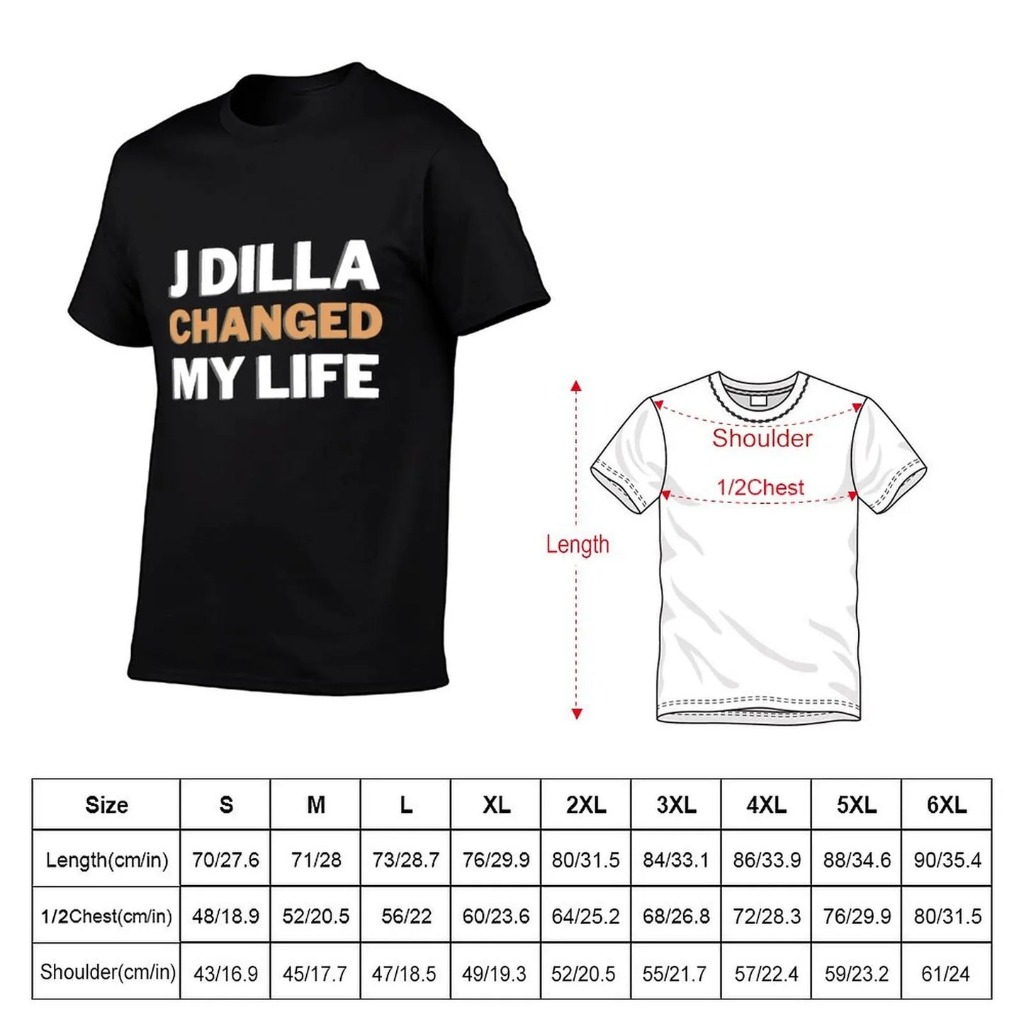 J Dilla:  Changed my Life | JAY DEE T-Shirt Large Size Breathable Tee