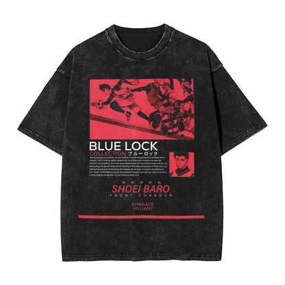 Blue Lock: ISAGI YOICHI T Shirt Printed Cotton Washed  Retro T-Shirts