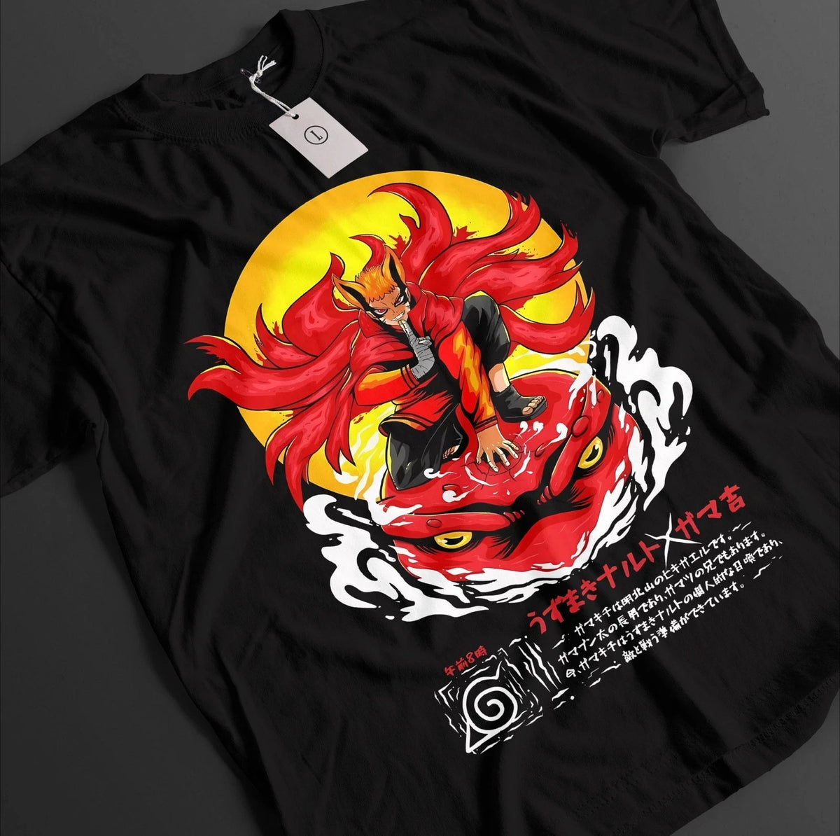 Naruto: Uzumaki Sasuke Anime Printed T-shirt Summer Men's Pure Cotton Neutral Casual Family Set Short Sleeved T-shirt