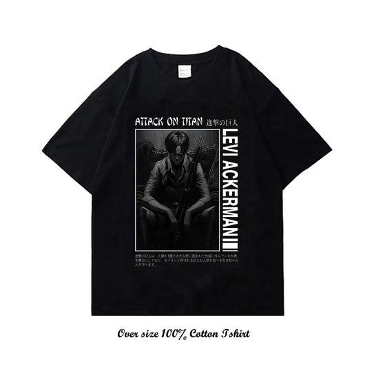 Attack On Titan: T Shirt Harajuku Vintage Print Short Sleeve Plus Size Cotton Crew Neck T Shirt