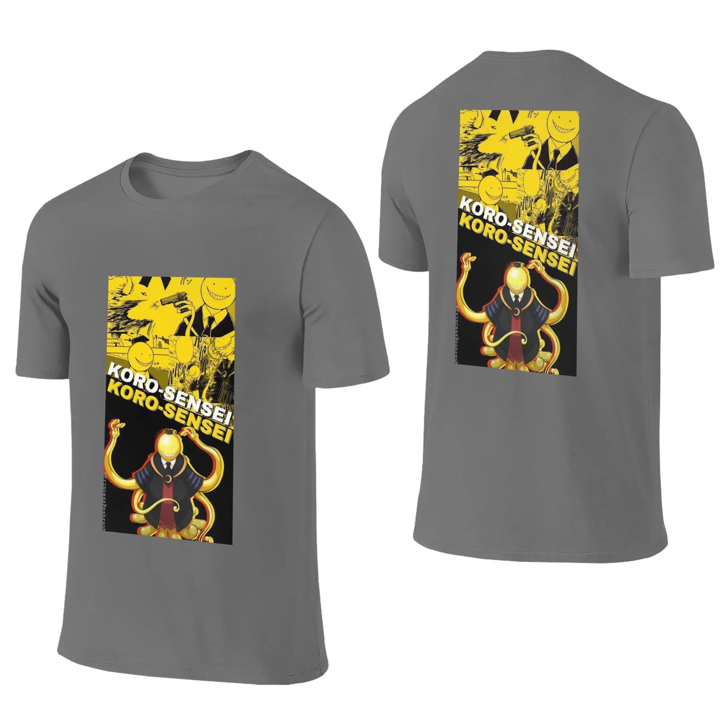 Assassination Classroom: Octopus Koro Sensei Men T-Shirt Double Sided Plus Size T Shirts Men's O-Neck Cotton Tees Short Male