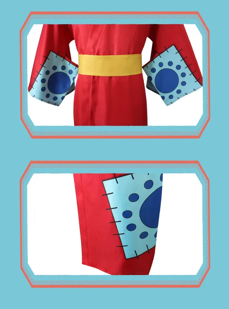 One Piece: Anime Luffy Cosplay Costume, Wano Country Monkey Cosplay Kimono pour hommes adultes chapeau cardigan rouge, olympiques Halloween