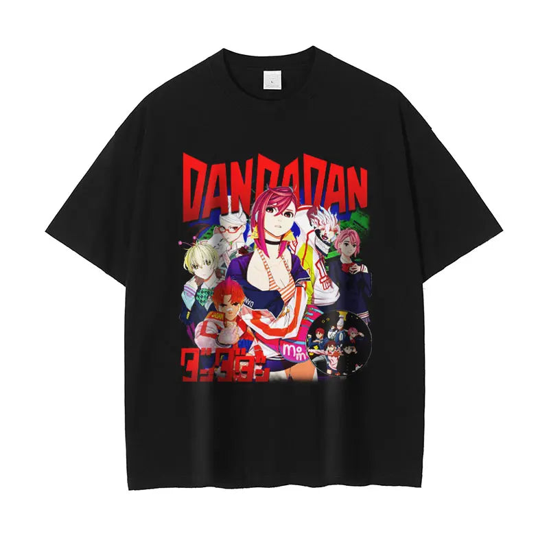 Dandadan: T Shirt Vintage Washed Streetwear Manga Ayase Momo Takakura Ken Tops Tees 100%Cotton