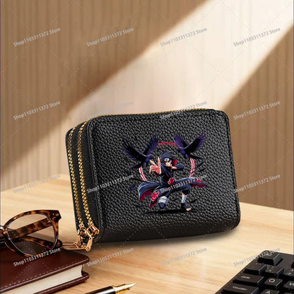 Naruto: Leather Wallet Cute Cartoon Printed Bags Fashion Zipper Short Coin Purse Multi-slot Bank Card Storage Bag Birthday Gift