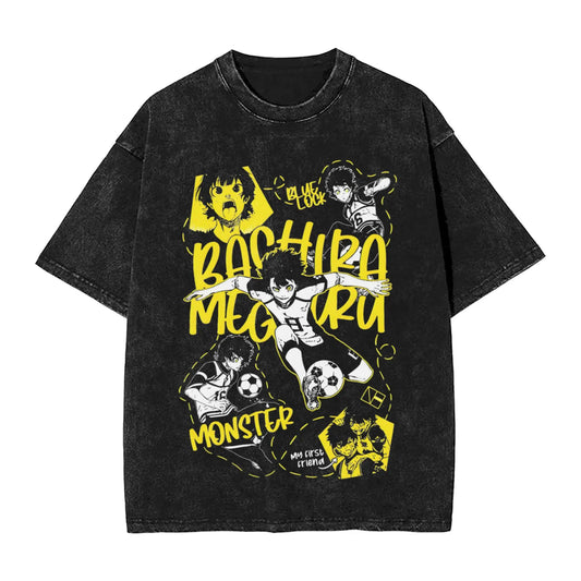 Blue Lock: ISAGI YOICHI T Shirt Printed Cotton Washed  Retro T-Shirts