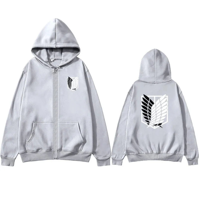 Attack on Titan: High-Quality Fashion Trendy Anime Print Zipper Hoodie Loose Comfortable Classic Sports Sweatshirt
