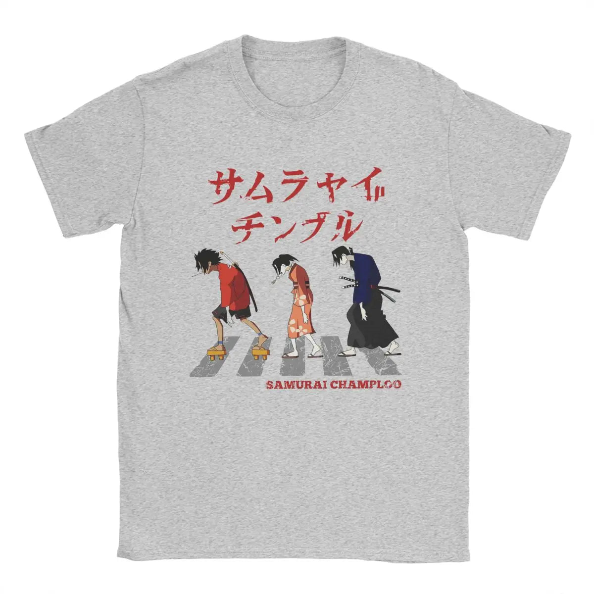 Samurai Champloo: Walking Fuu Mugen Jin T Shirts Men Pure Cotton Funny T-Shirts Round Neck Tees Short Sleeve Clothes Printed