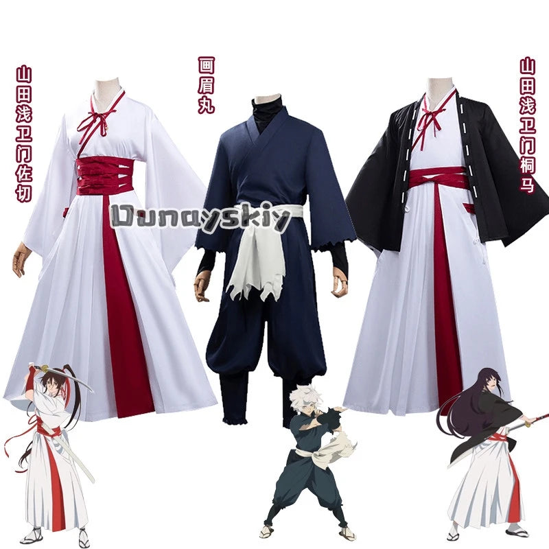 Hell’s Paradise: Asaemon Cosplay Wig Costume Uniform Full Set Anime Jigokumon Halloween Performance Uniform Carnival Clothes