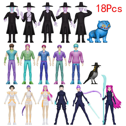 Kpop Demon Hunters Figure Cartoon Kawaii Tiger Rumi Mira Zoey Action Figure PVC Desk Decoration Model Doll Toy Kids Gift