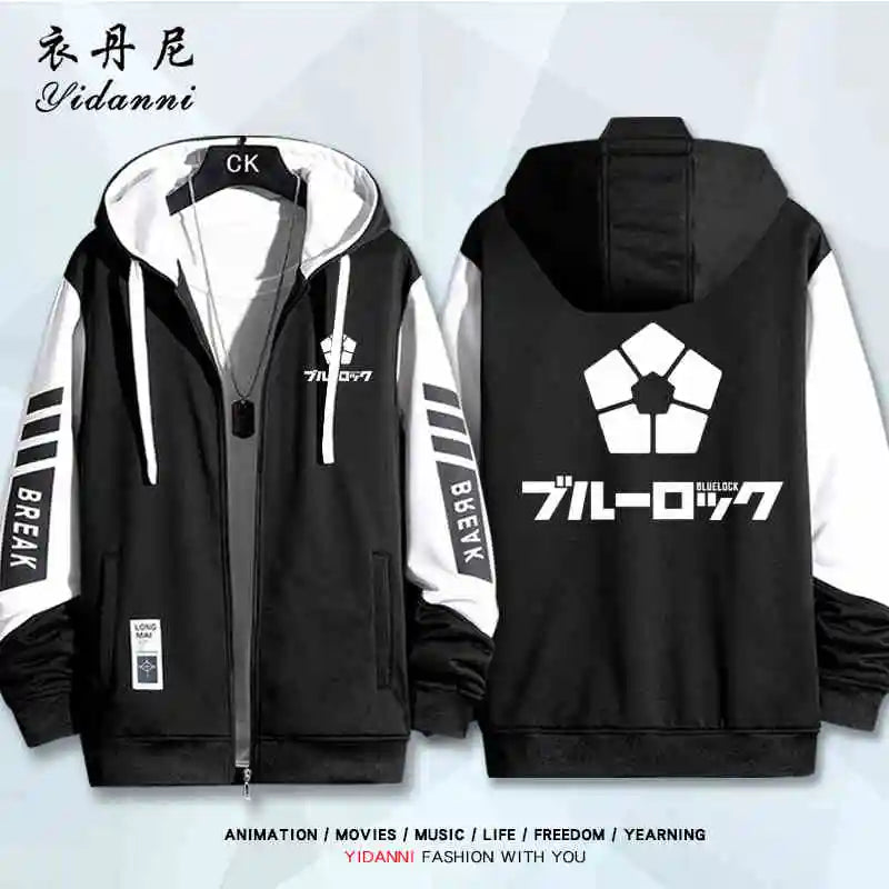 Blue Lock:  Mikage Reo Isagi Yoichi Nagi Seishiro Cosplay Jacket Zipper Hoodie Women Men Fashion Hooded Coat Couple Tops Gift