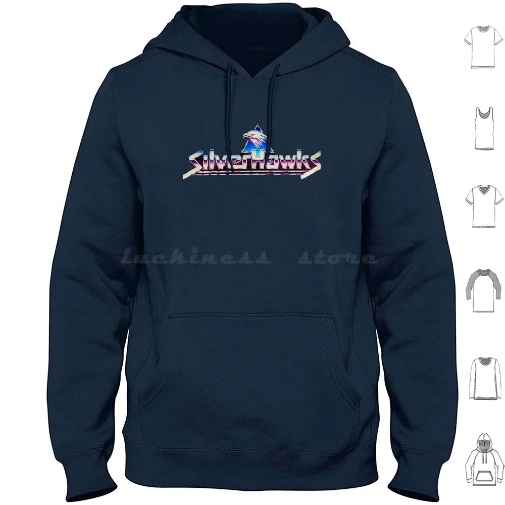 Silverhawks: Logo Hoodies Long Sleeve Thundercats 80s Retro He Man Cartoon Thundercat Vintage Cartoons Silverhawks