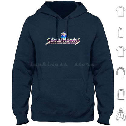 Silverhawks: Logo Hoodies Long Sleeve Thundercats 80s Retro He Man Cartoon Thundercat Vintage Cartoons Silverhawks