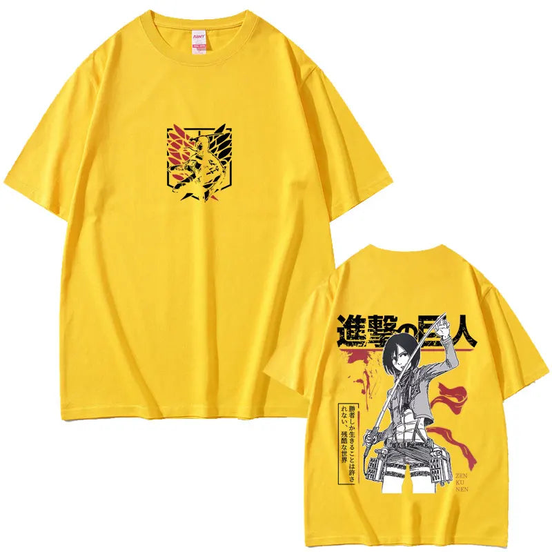 Attack on Titan: Mikasa Ackerman Merch T-shirt Men Women Manga Harajuku Oversized T Shirt Male Casual Retro Cotton T-shirts