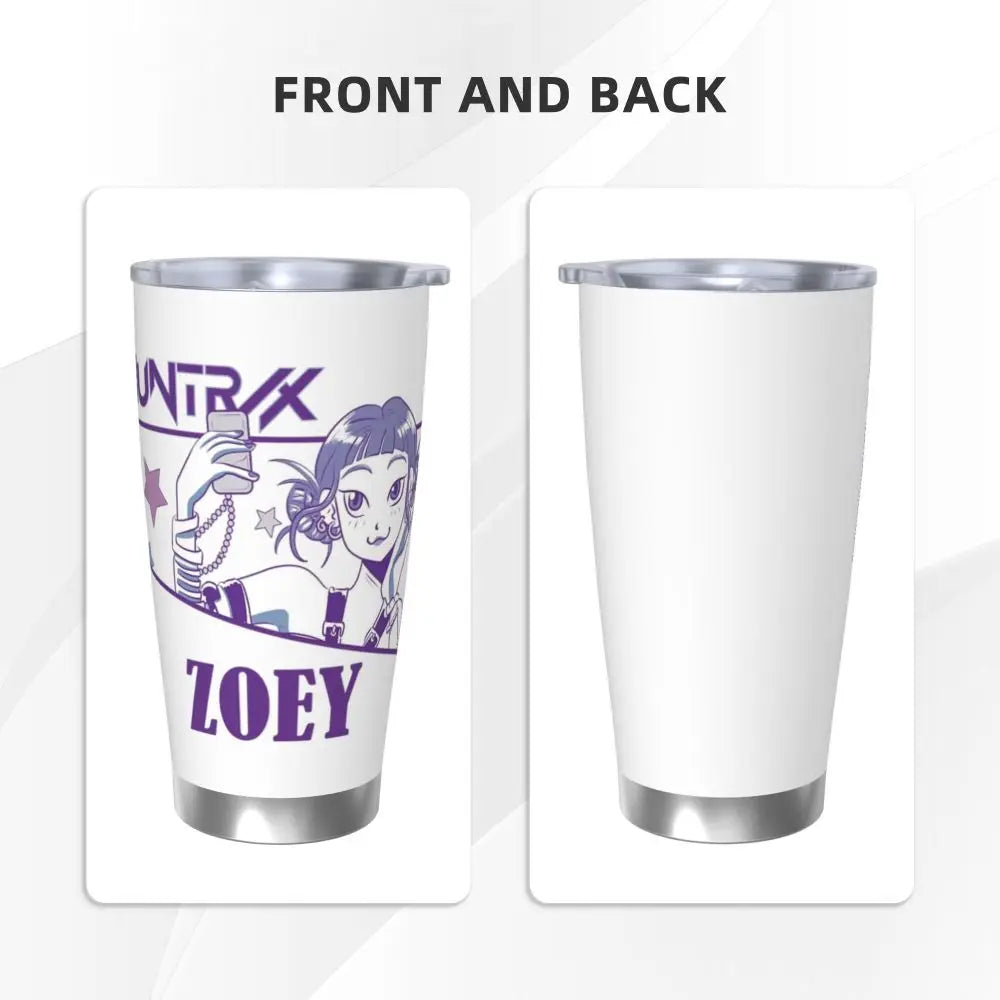 KPop Demon Hunters - Derpy  Insulated Tumbler with Lid Vacuum Thermal Mug Outdoor Travel Car Bottle Cup, 20oz