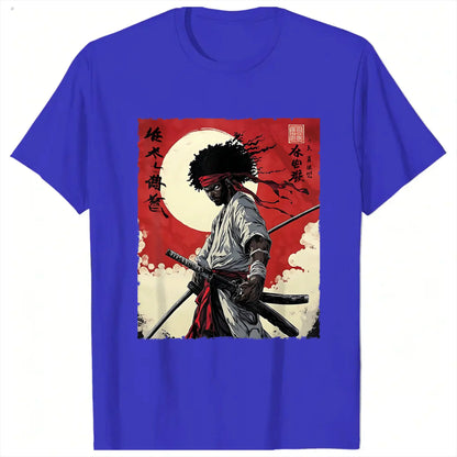 I.L.F.A: Afro Samurai Inspired Japanese Bushido Warrior T-Shirt for Men Round Collar Short Sleeve Tees Plus Size Tops