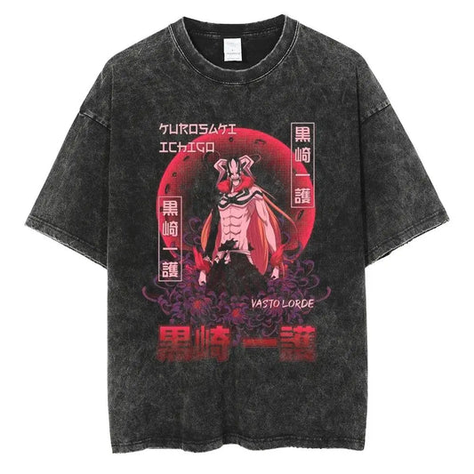 Bleach:Hot BANDAI  Short Sleeve Realm · World Kurosaki Ichigo Gengmu Sword Eight Reaper Anime Printed Peripheral T-shirt T-shirt