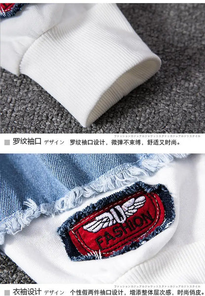 Dragon Ball: Vegeta Son Goku Gogeta Fashionable patchwork loose hooded spring and autumn denim jacket for boys handsome outfit