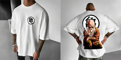 Dragon Ball: Summer Men's T-Shirt Anime Master Roshi Autumn Y2K Harajuku Boy Children's Parent-Child Trend Short Sleeve Winter