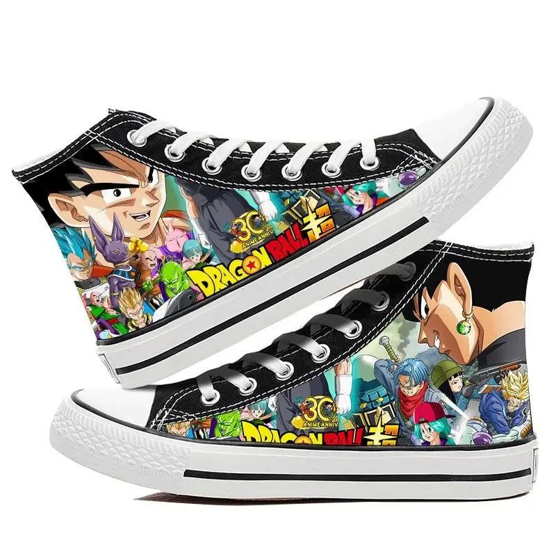 Dragon Ball:  Hand-painted graffiti printing men's high-top canvas shoes goku