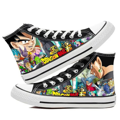 Dragon Ball:  Hand-painted graffiti printing men's high-top canvas shoes goku