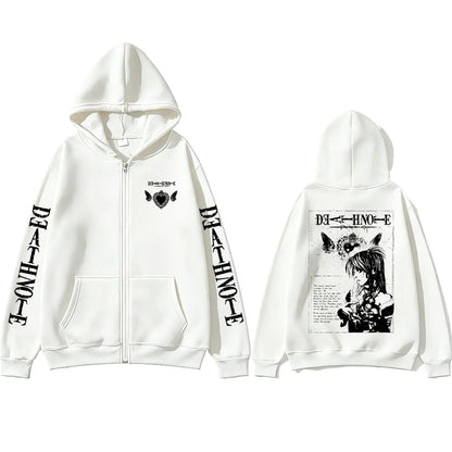 Death Note: Misa Zipper Hoodie Men Women Y2k Casual Oversized Zip Up Jacket Coat Unisex 90s Manga Cosplay Zip Up Sweatshirt