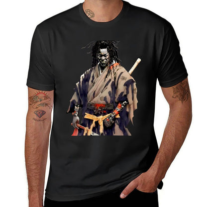 Afro Samurai: New Yasuke Black Samurai in 1579 Feudal Japan No. 4 on a Dark Background T-Shirt t-shirts man vintage t shirt mens t shirts pack