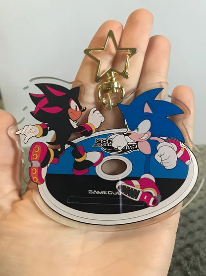 Sonic the Hedgehog : Sonic*Shadow CD-shaped star keychain acrylic pendant, exclusive pendant gift for friends, couples and CP