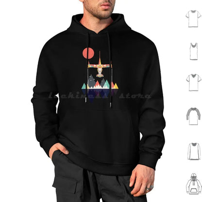 Cowboy Bebop: Swordfish Sunset Hoodie cotton Long Sleeve Sunset Geometric Space Mountains Swordfish Spike Colorful