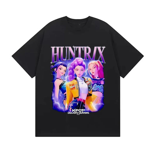 Huntrix Kpop Demon Hunters Movie 2025 Graphics T Shirts Men Women's High Quality Fashion Oversized Cotton T-shirt Harajuku Tops