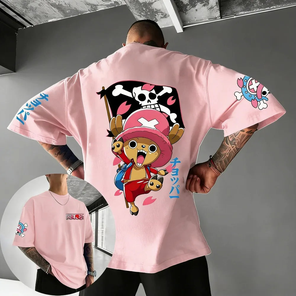 One Piece: New Unisex Cotton T-shirt Tony Tony Chopper 2026 Summer Harajuku Anime Printed Large Loose Parent Short Sleeve
