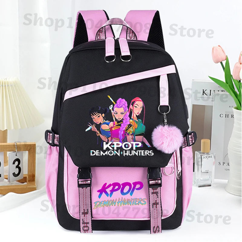KPop Demon Hunters Fashion Backpack for Boys Girls Anime Cartoon Schoolbag Students Large Capacity Book Stationery Storage Bag