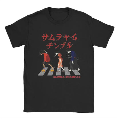 Samurai Champloo: Walking Fuu Mugen Jin T Shirts Men Pure Cotton Funny T-Shirts Round Neck Tees Short Sleeve Clothes Printed
