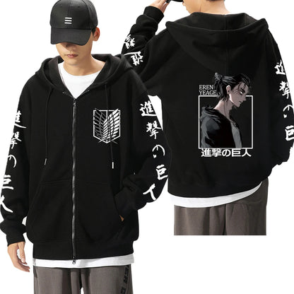 Attack On Titan: Levi Graphic Printed Hooded Plus Size Sweatshirt Harajuku Unisex Zipper Jacket