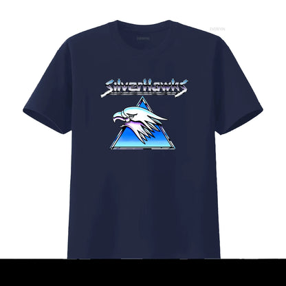 Silverhawks: Logo T Shirt Retro Design High Quality Print Comfortable Fabric vintage Washed Top For Everyday Wear streetwear