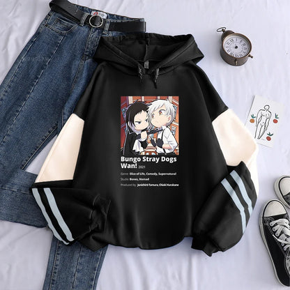 Bungo Stray Dogs:  Nakajima Atsushi  Hoodies Kawaii Appliques Patchwork Pullover