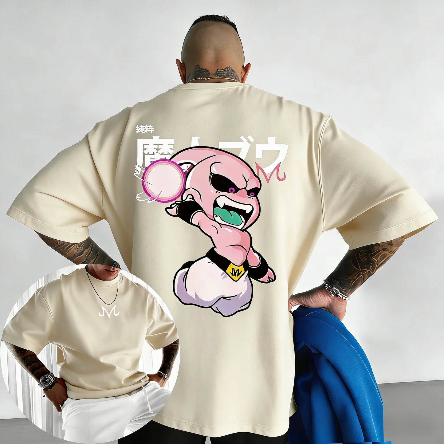 Dragon Ball: Anime Cotton T-shirt Summer New Majin Buu Printed Men's and Women's Street Hip Hop Casual Short Sleeve Top