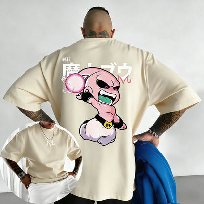 Dragon Ball: Anime Cotton T-shirt Summer New Majin Buu Printed Men's and Women's Street Hip Hop Casual Short Sleeve Top