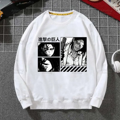 Attack on Titan Fleece Sweatshirts Harajuku Streetwear Autumn Spring Shingeki No Kyojin Anime O Neck Pullover Hoody Mens