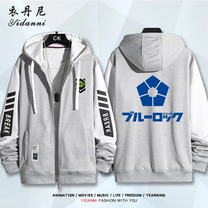 Blue Lock:  Mikage Reo Isagi Yoichi Nagi Seishiro Cosplay Jacket Zipper Hoodie Women Men Fashion Hooded Coat Couple Tops Gift