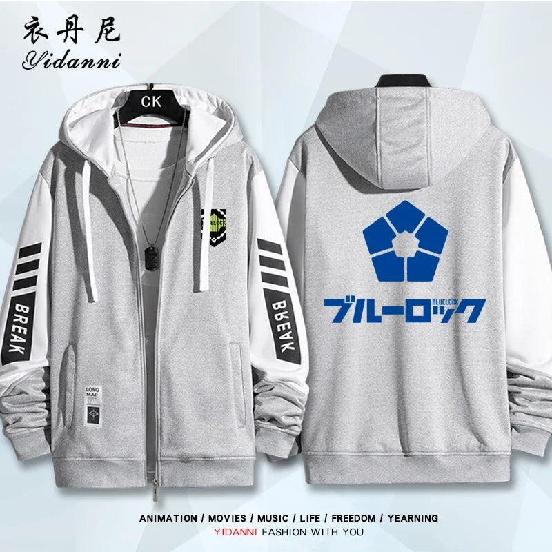 Blue Lock:  Mikage Reo Isagi Yoichi Nagi Seishiro Cosplay Jacket Zipper Hoodie Women Men Fashion Hooded Coat Couple Tops Gift