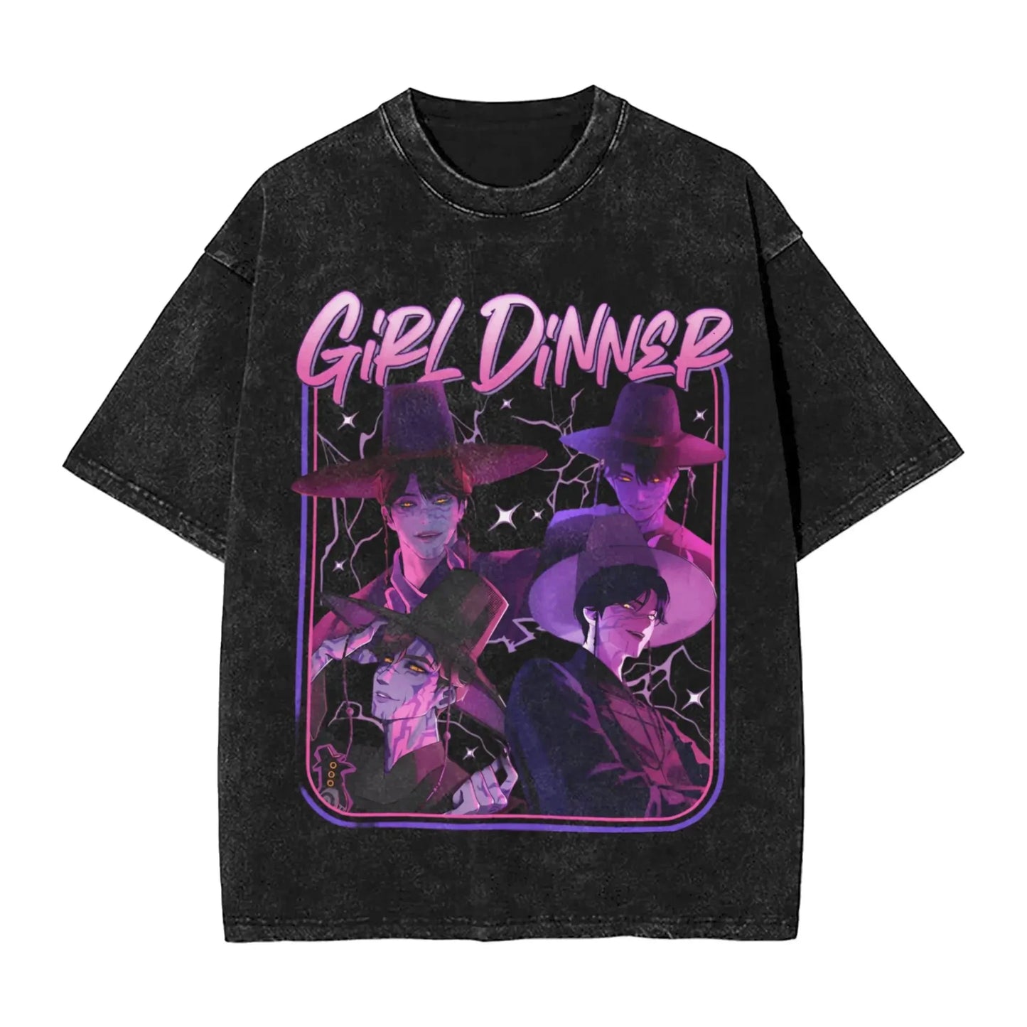 K-Pop Demon Hunters Washed T-Shirt Man Derpy Tiger Casual T-Shirts Summer Breathable Trendy Tee Shirt Design Plus Size Clothes