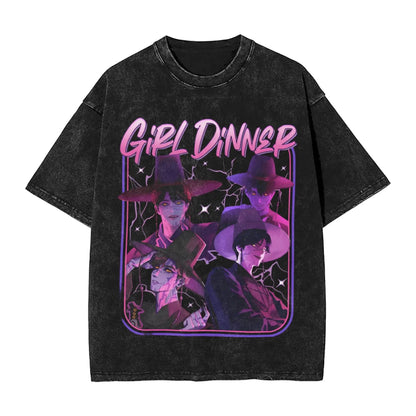 K-Pop Demon Hunters Washed T-Shirt Man Derpy Tiger Casual T-Shirts Summer Breathable Trendy Tee Shirt Design Plus Size Clothes