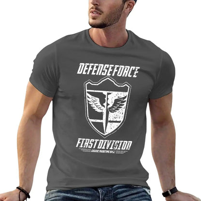 Kaiju No. 8: DIVISION FIRST KAIJU for t 8: T-Shirt shirt (WHITE/GRUNGE) FORCE No DEFENSE man