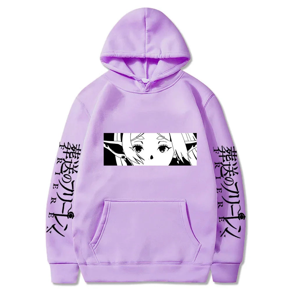 Frieren: Beyond Journey's End Women Sweatshirts Frieren Eyes Printed Hoodies Plus Size Long Sleeve Casual Pullovers