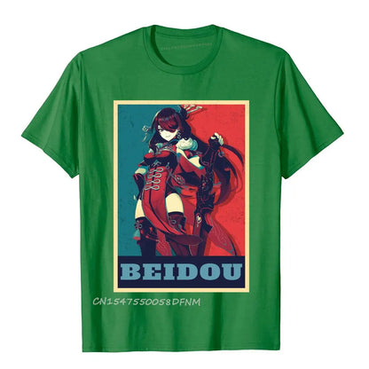Genshin Impact: Beidou Hope Gene Premium Cotton Printing Tops T Shirt Faddish Men's Top T-Shirts Slim Fit