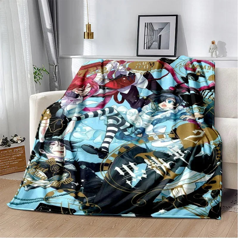 Cartoon Black Butler Anime 3D Blanket,Soft Throw Blanket for Home Bedroom Bed Sofa Picnic Travel Office Rest Cover Blanket Kids