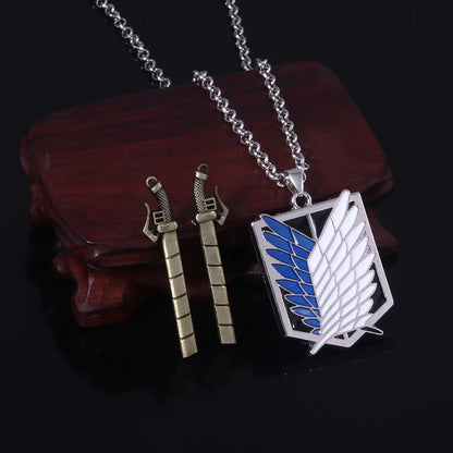 Attack on Titan: Necklace Shingeki No Kyojin Wings of Freedom Survey Sword Punk Necklace Pendant for Women Men Jewelry