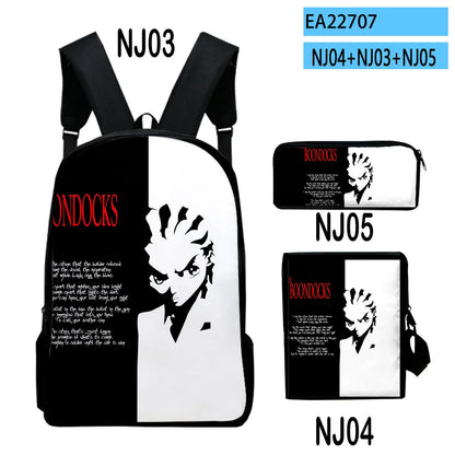 The Boondocks: Harajuku Popular   3D Print 3pcs/Set pupil School Bags Laptop Daypack Backpack Inclined shoulder bag Pencil Case