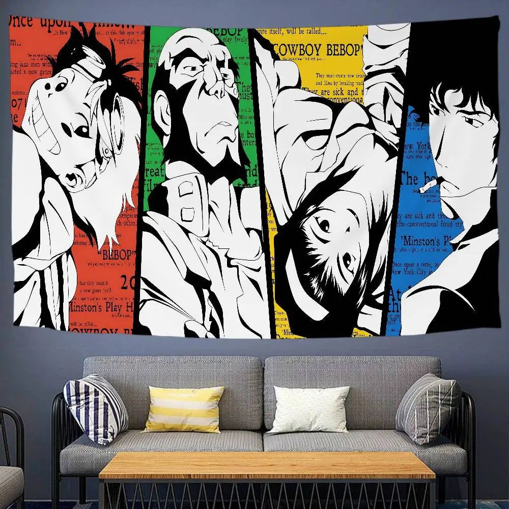 Cowboy Bebop: Anime Hanging Bohemian Tapestry Hanging Tarot Hippie Wall Rugs Dorm Home Decor